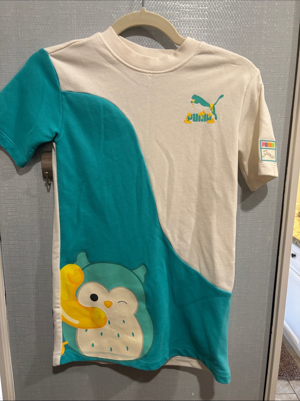 Puma Teal & Cream Kids' Short Sleeve Owl Graphic Tee